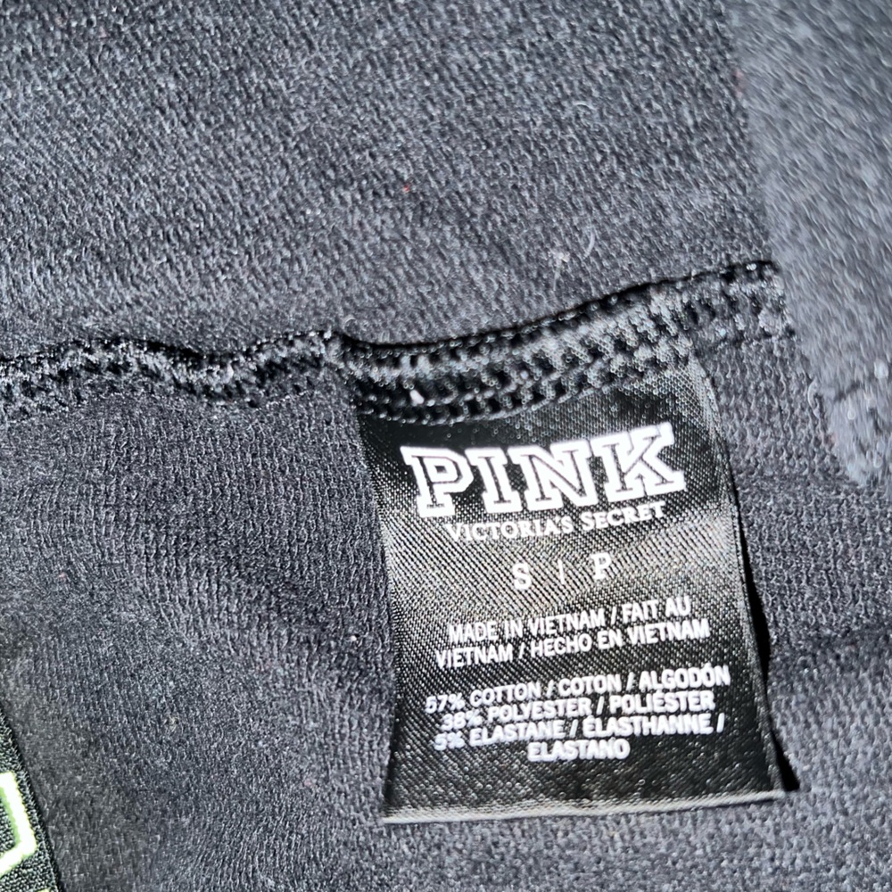 PINK Victoria's Secret Y2K Black Joggers Neon Green Logo Contrast Stripes Size S - Picture 7 of 7